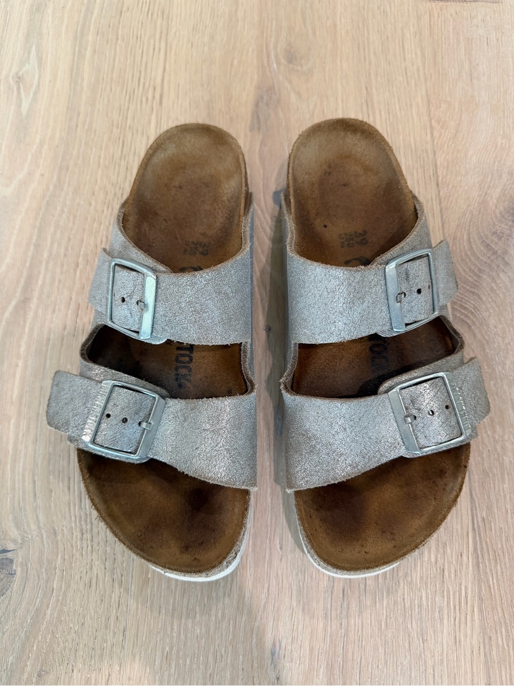 Birkenstock Silver Glitter Arizona Sandals - Picture 4 of 8